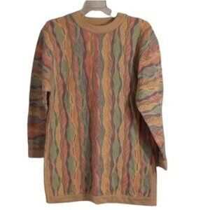 Vintage Coogi Australia Size S Multicolor 3D Knit Sweater 100% Mercerised Cotton